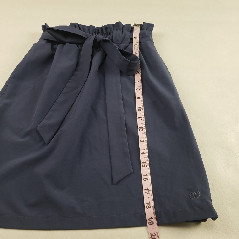 Albion Belted Bow Skirt Womens XS Blue Side Zipper Knee Length Nylon Blend - Picture 10 of 10
